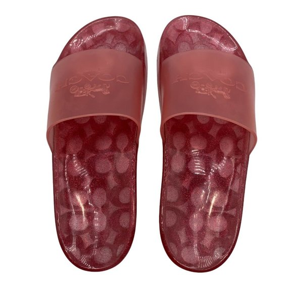 Coach Ulyssa Slide NWT Womens Size 10 Rubber Candy Apple Pink Slip On Sandals - Picture 6 of 11